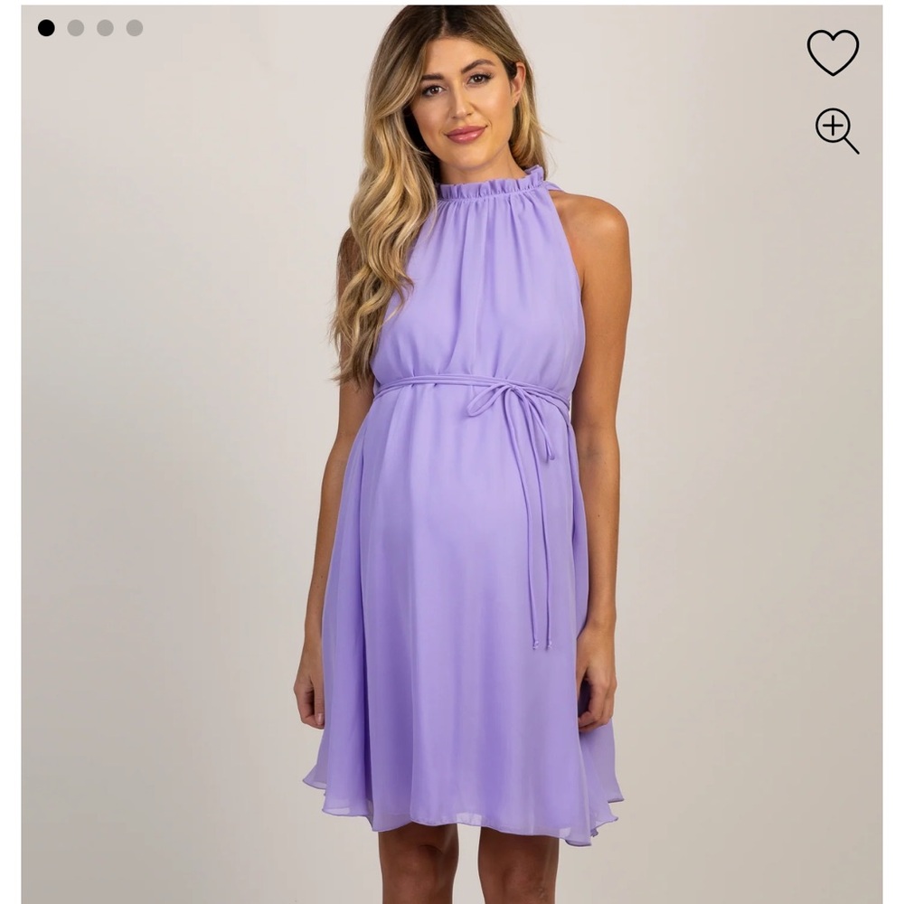Lavender Chiffon High Neck Maternity Dress